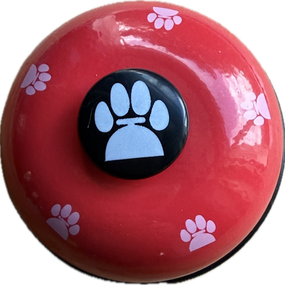🐕🐕‍🦺🐩 Red Dog Training Bell with Paw Print